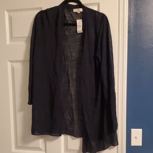 Loft Navy Sheer XL Open Front Cardigan